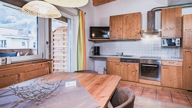 Küche im Apartment Typ B mit eigener Sauna im Margarethenstein 