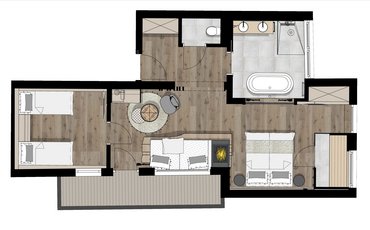 Grundriss der Top of M De Luxe Suite im Margarethenstein